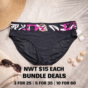 Silhouette Solution Black Tummy Control Bikini Bottom Size 14 NWT